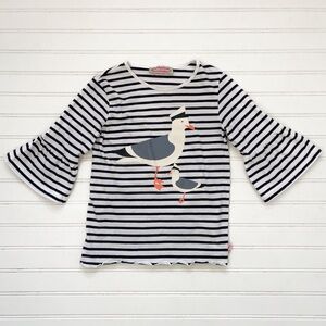 SOPHIE & SAM Boutique EUC Nautical Sea Gull Captain Bell Sleeve Blouse